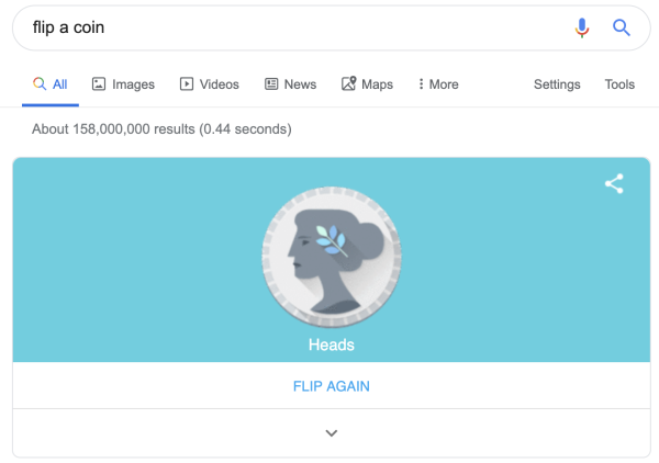 Funkcia hod mincou na Googli