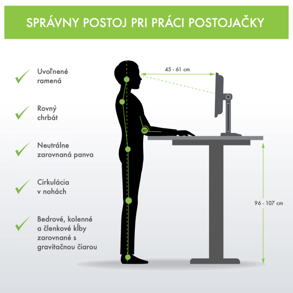 Tipy na správny postoj pri práci postojačky.