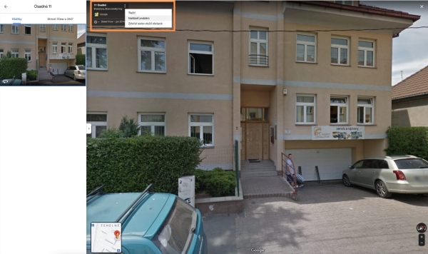 Street View možnost nahlášení problému fotografie